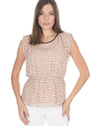 Top cu buline si funda pe spate, Bej/Piersica