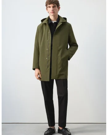 Jacheta parka cu finisaj rezistent la apa si gluga, Verde