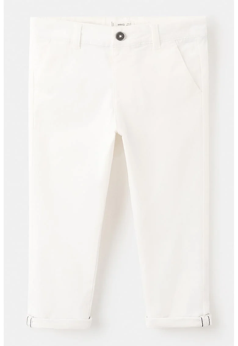 Pantaloni chino cu talie medie, Alb