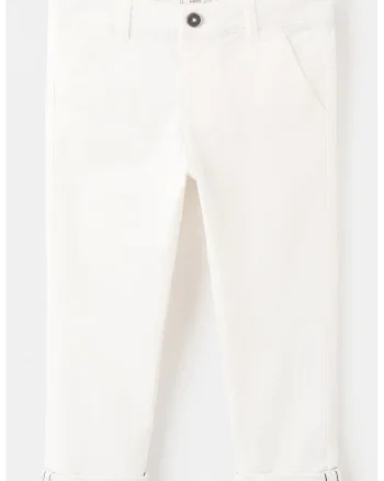 Pantaloni chino cu talie medie, Alb