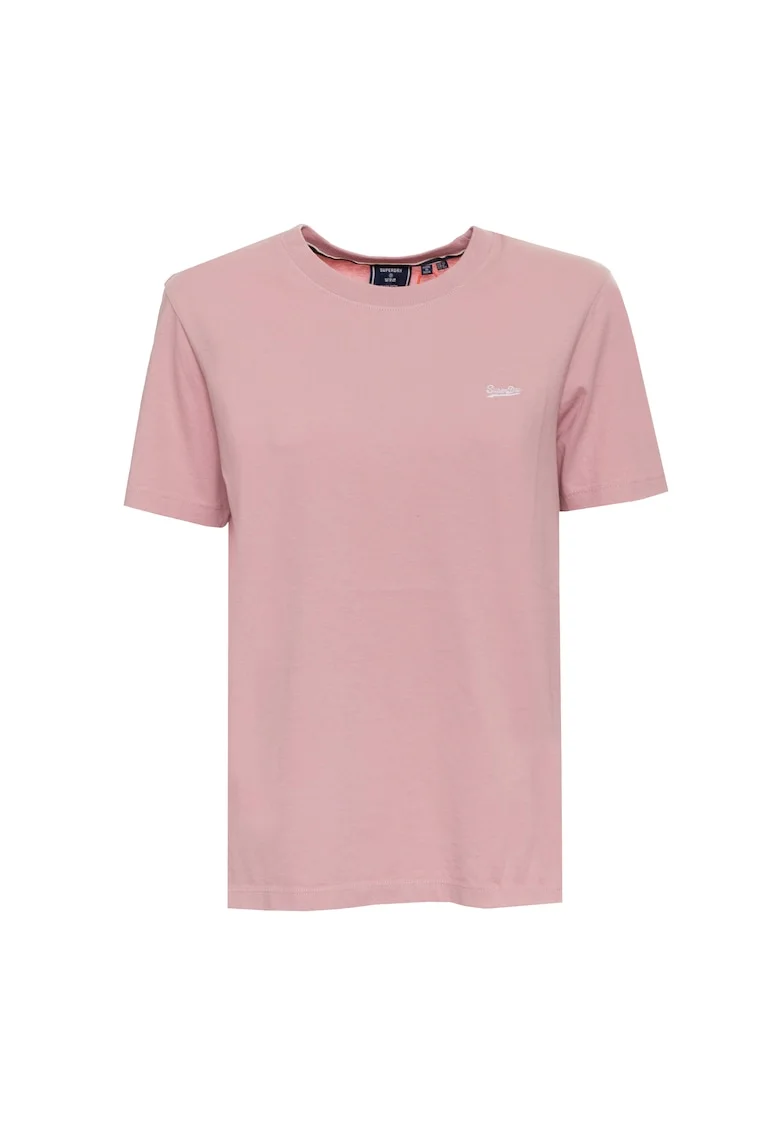Tricou Dama,  Logo brodat, Decolteu la baza gatului, Bumbac, M 1140, Roz pudrat