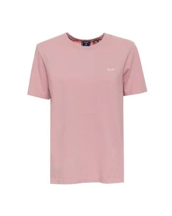 Tricou Dama,  Logo brodat, Decolteu la baza gatului, Bumbac, M 1140, Roz pudrat