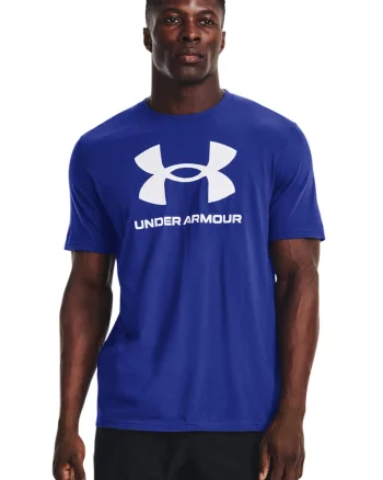 Tricou cu imprimeu logo pentru fitness, Alb/Albastru royal