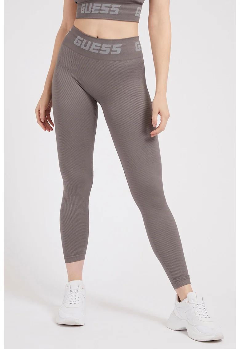 Colanti crop cu talie inalta, Gri