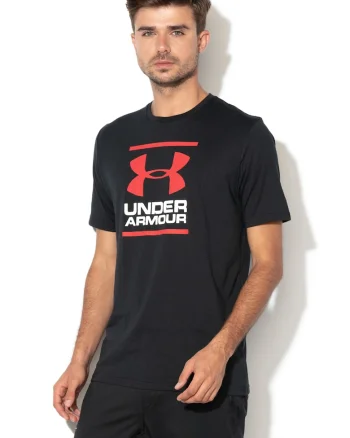 Tricou cu imprimeu logo pentru fitness GL Foundation, Negru