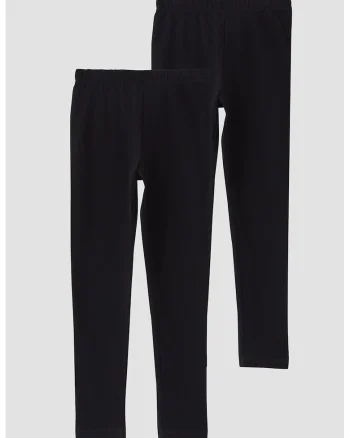 Set de colanti cu banda elastica in talie - 2 perechi, Negru