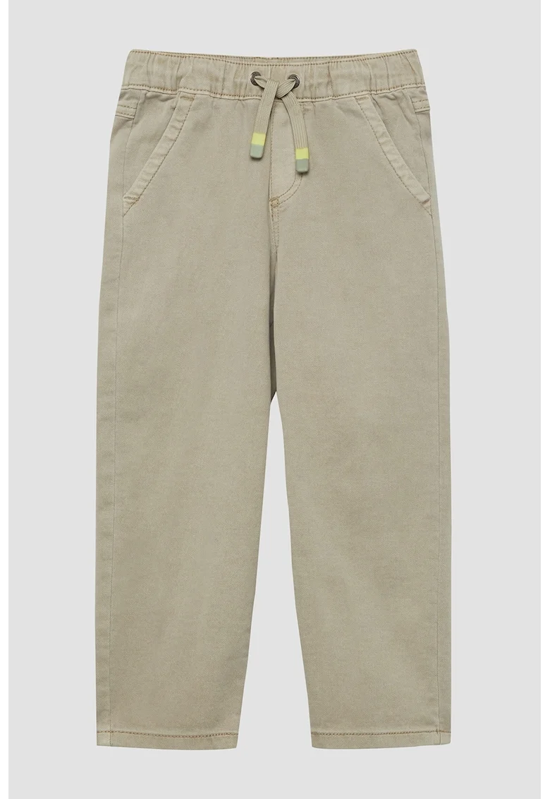Pantaloni din amestec de bumbac cu model uni, Kaki