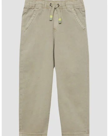 Pantaloni din amestec de bumbac cu model uni, Kaki