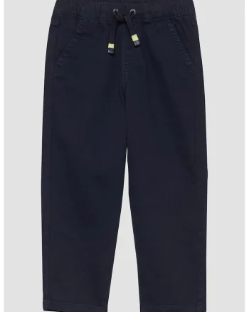 Pantaloni din amestec de bumbac cu model uni, Albastru ultramarin