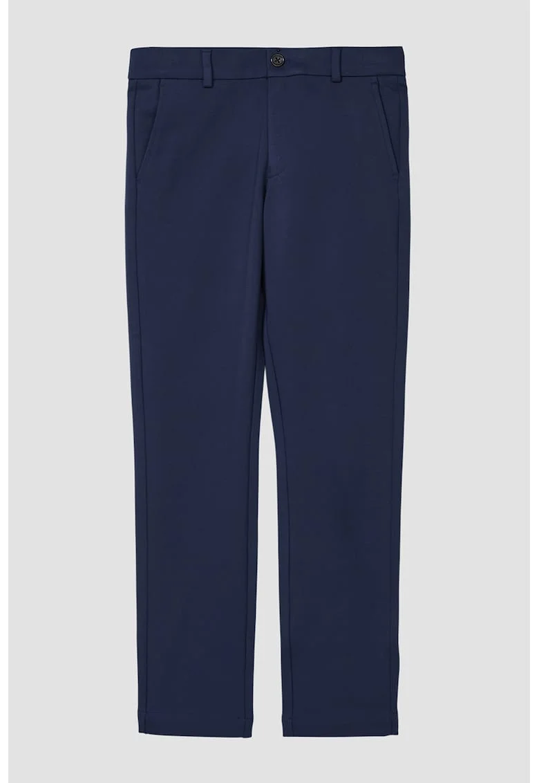 Pantaloni chino cu model uni, Bleumarin
