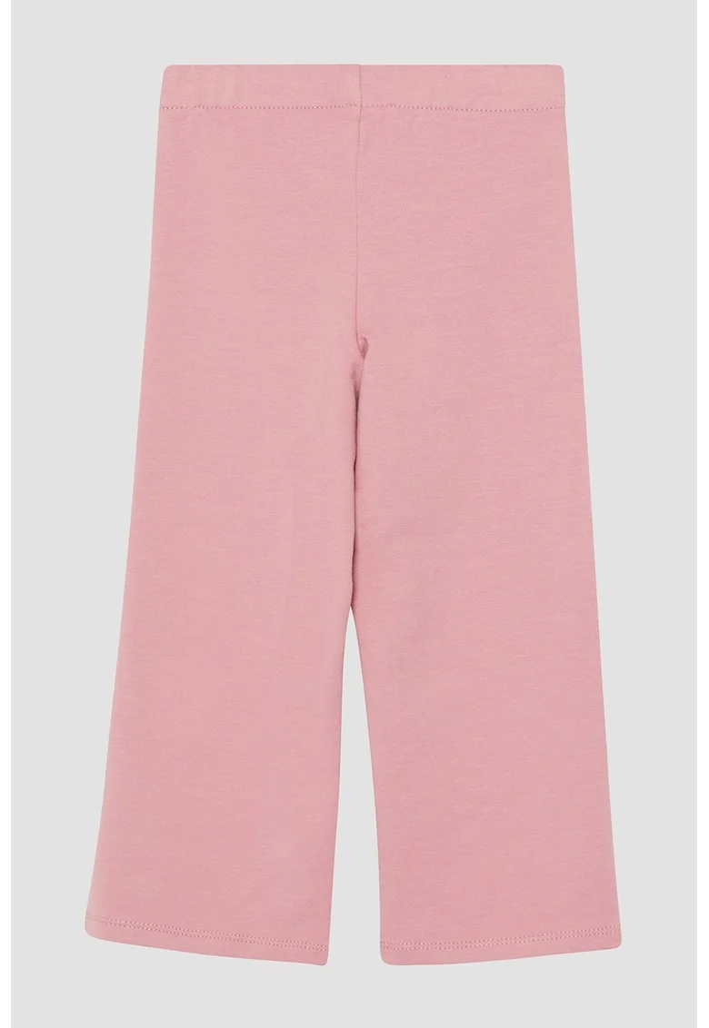 Pantaloni din amestec de bumbac cu banda elastica in talie, Roz pal