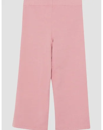 Pantaloni din amestec de bumbac cu banda elastica in talie, Roz pal