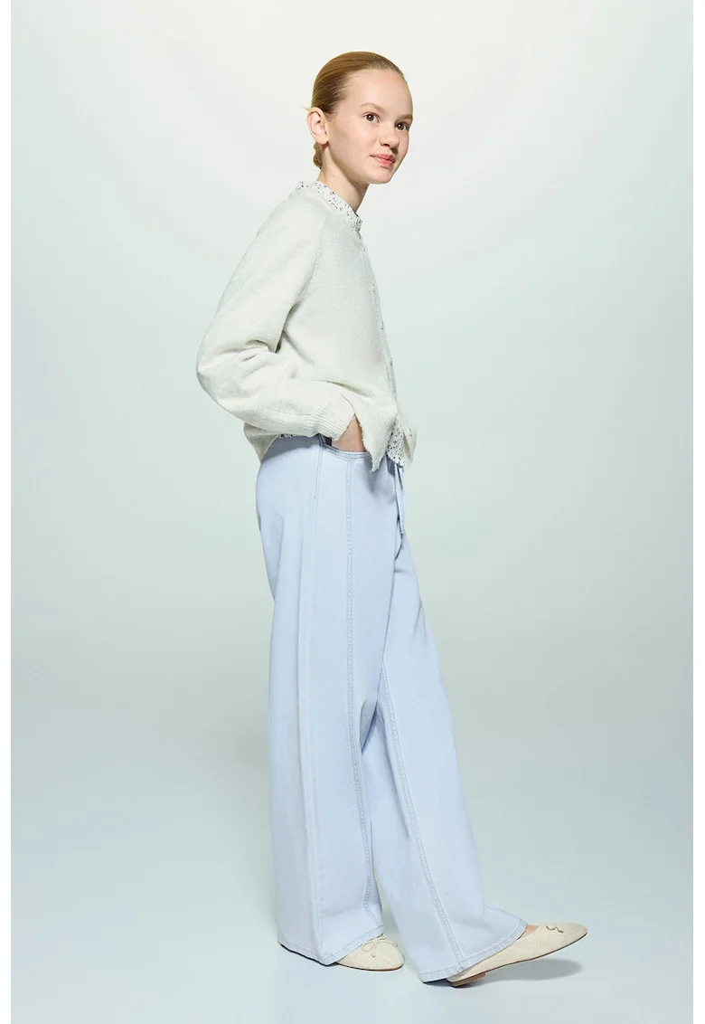Pantaloni din denim cu croiala ampla, Albastru glaciar