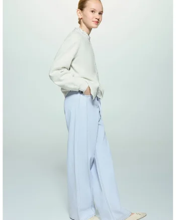 Pantaloni din denim cu croiala ampla, Albastru glaciar