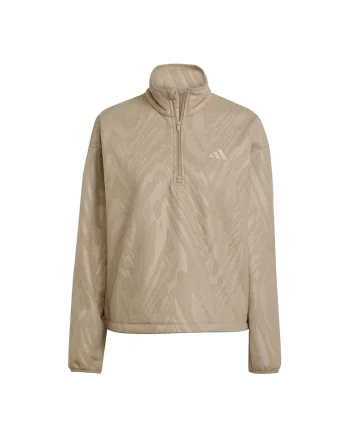 Bluza cu fermoar scurt si model pentru fitness, Bej/Maro camel