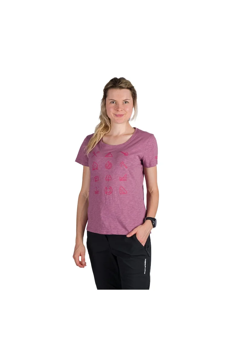 Tricou tehnic outdoor bumbac organic femei Candice, Roz