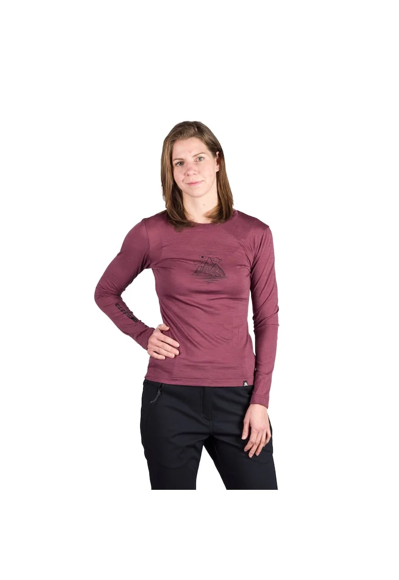Tricou lana merino dama Aila, Visiniu
