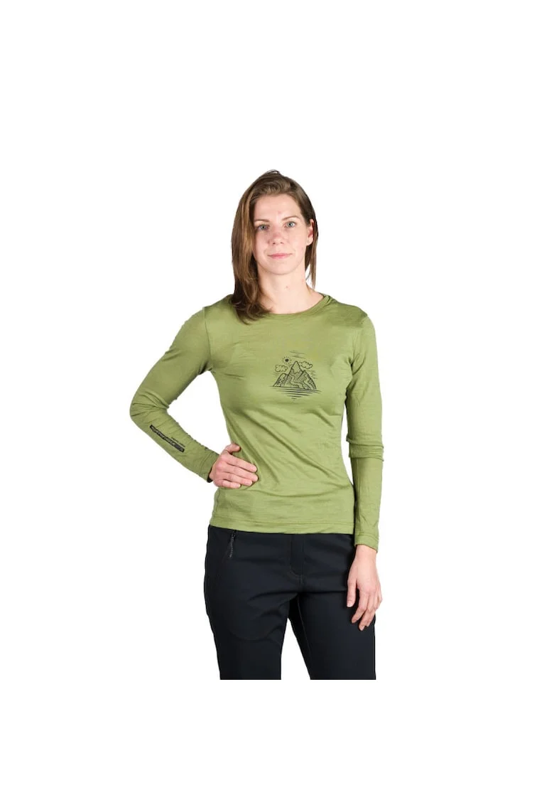 Tricou lana merino dama Aila, Verde
