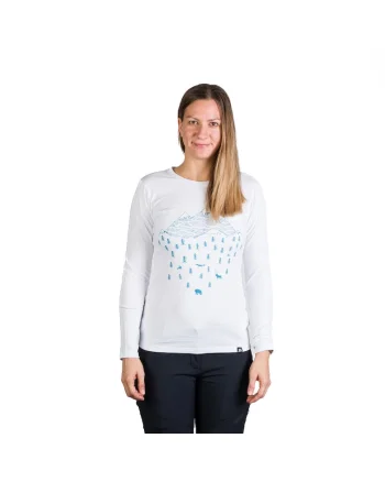 Tricou cu maneca lunga din bumbac dama Deann, Alb