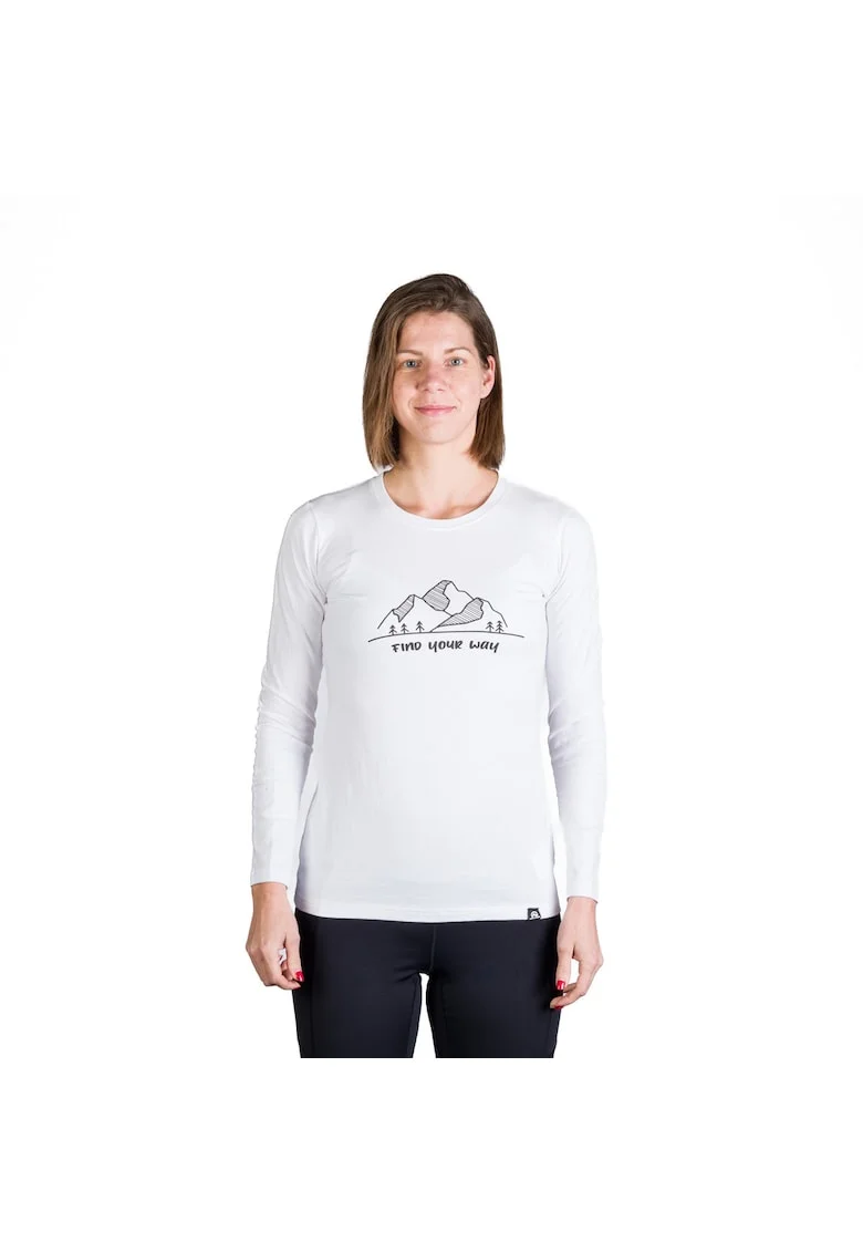 Tricou dama cu maneca lunga bumbac Sonya, Alb
