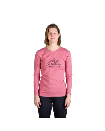 Tricou dama cu maneca lunga bumbac Sonya, Roz