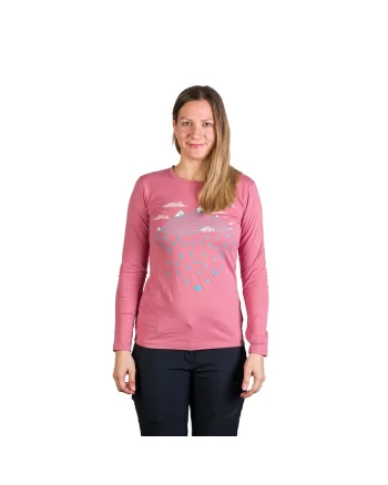 Tricou cu maneca lunga din bumbac dama Deann, Roz