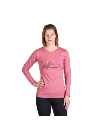 Tricou dama cu maneca lunga bumbac Shari, Roz
