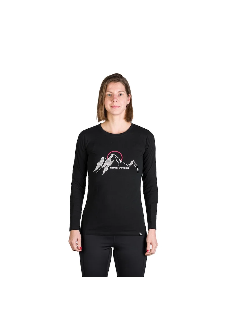 Tricou dama cu maneca lunga bumbac Shari, Negru