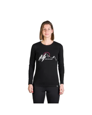 Tricou dama cu maneca lunga bumbac Shari, Negru