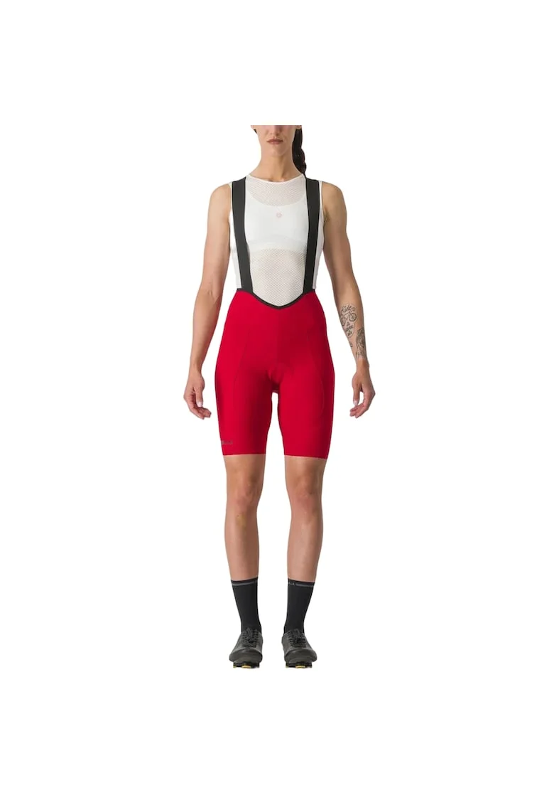 Pantaloni scurti ciclism cu bretele dama  Espresso SS 2024, Rosu
