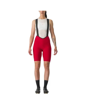 Pantaloni scurti ciclism cu bretele dama  Espresso SS 2024, Rosu