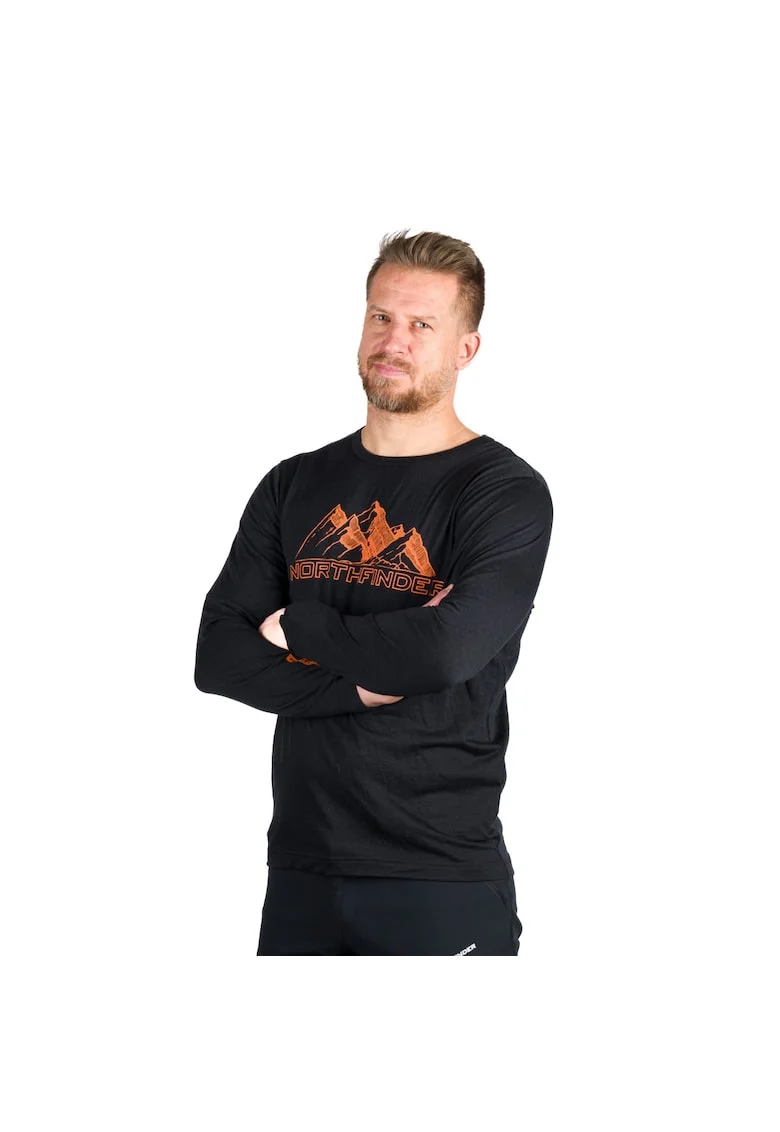 Bluza lana merino barbati Erneszt, Negru