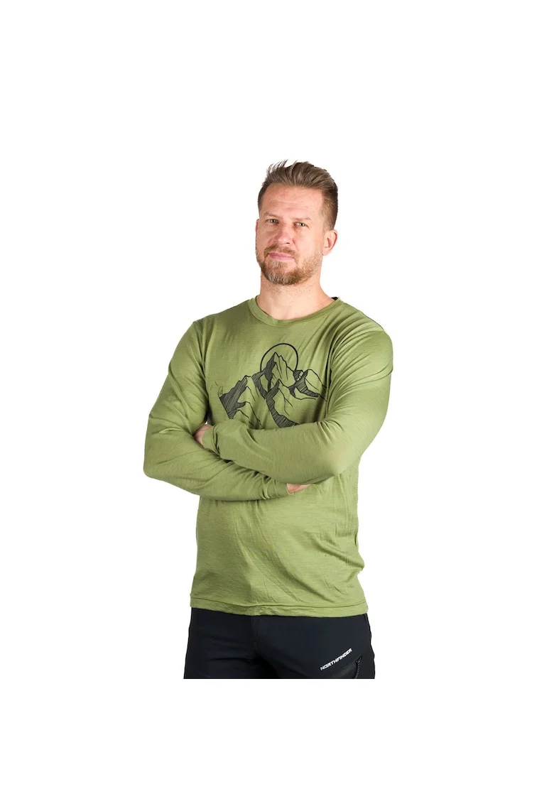Tricou outdoor lana merino barbati Erno, Verde