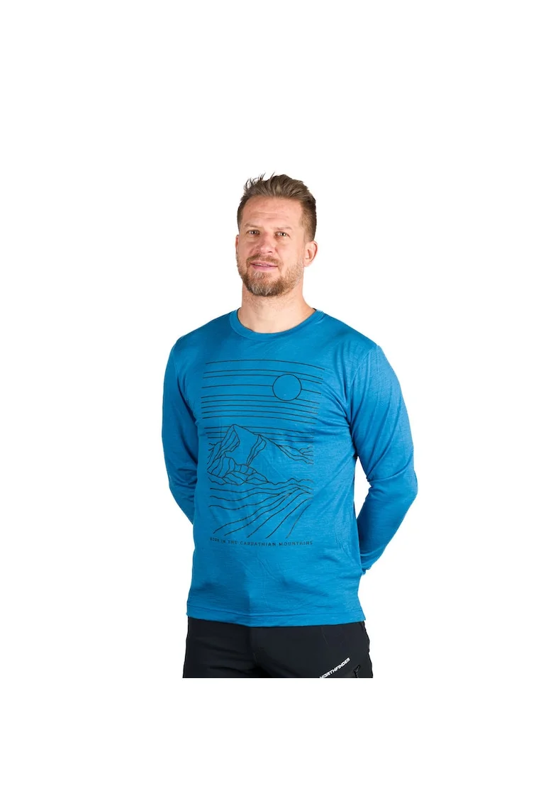 Tricou outdoor lana merino barbati Erno, Albastru