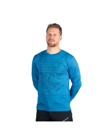 Tricou outdoor lana merino barbati Erno, Albastru