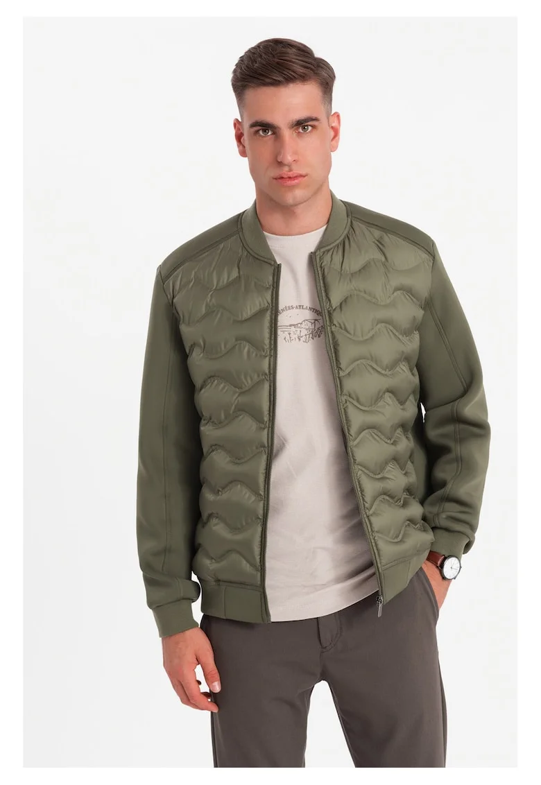 Jacheta cu guler baseball, Verde inchis