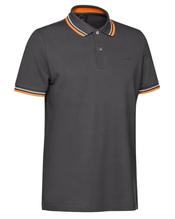 Tricou polo din bumbac cu benzi contrastante, Gri inchis