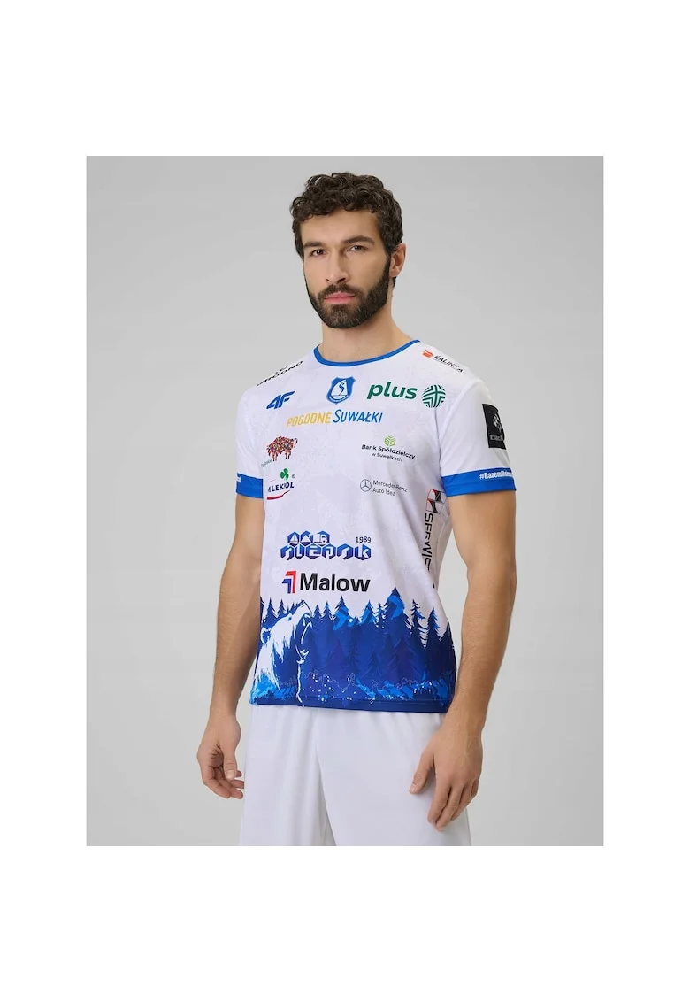 Tricou sport alb, Albastru