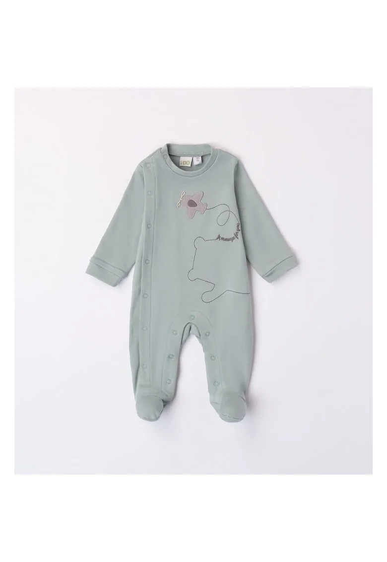 Salopeta lunga cu imprimeu pentru bebe baiat,  4.7176, Verde, Verde
