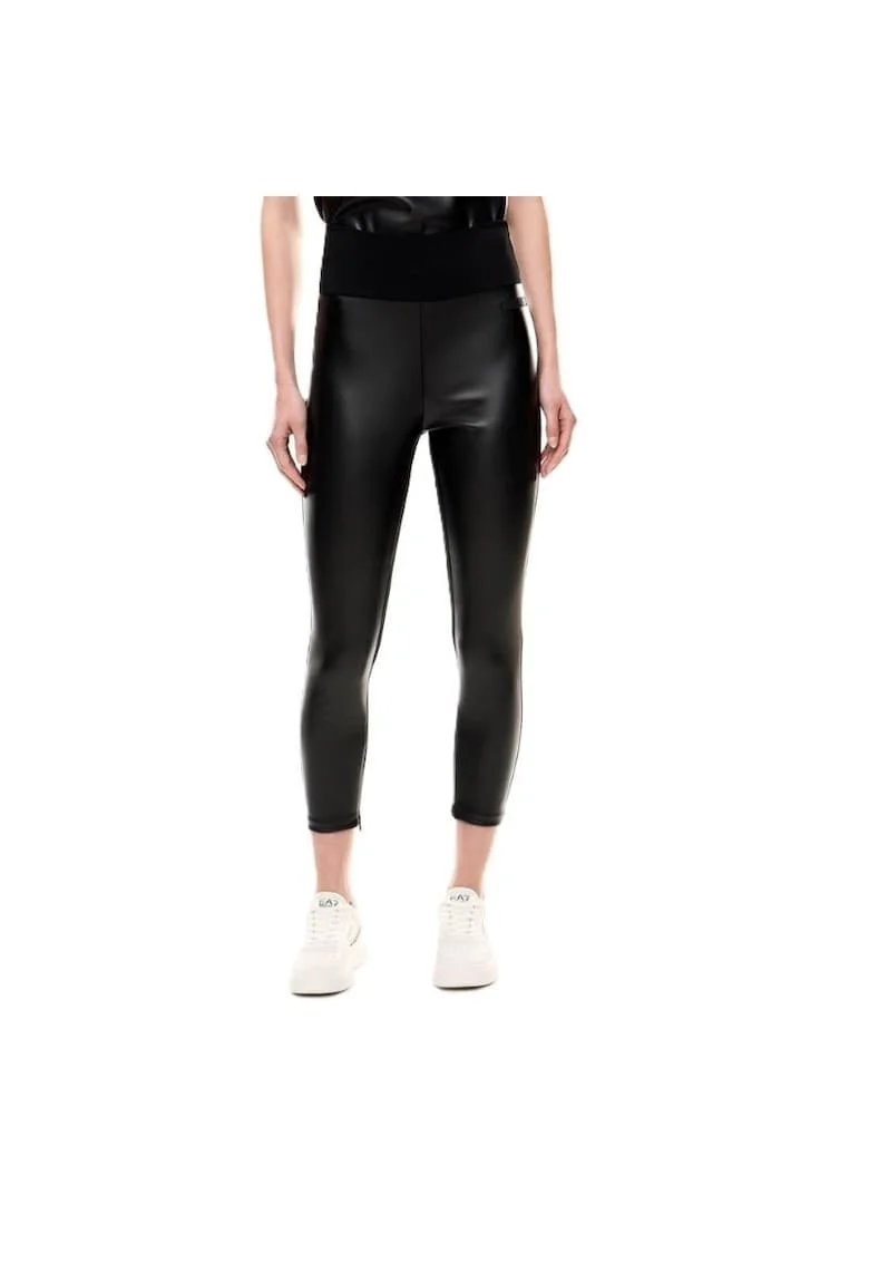 Colanti dama  TRAIN WINTER MIX W LEGGINGS MIX MATERIAL, Poliester, Negru, Negru