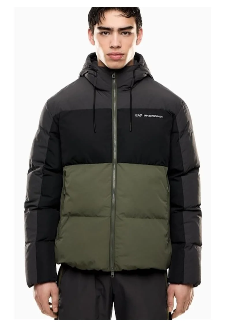 Geaca barbati  TRAIN ATHLETIC COLOUR BLOCK M PUFFY JACKET PA, Poliamida, Verde, Verde