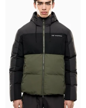 Geaca barbati  TRAIN ATHLETIC COLOUR BLOCK M PUFFY JACKET PA, Poliamida, Verde, Verde