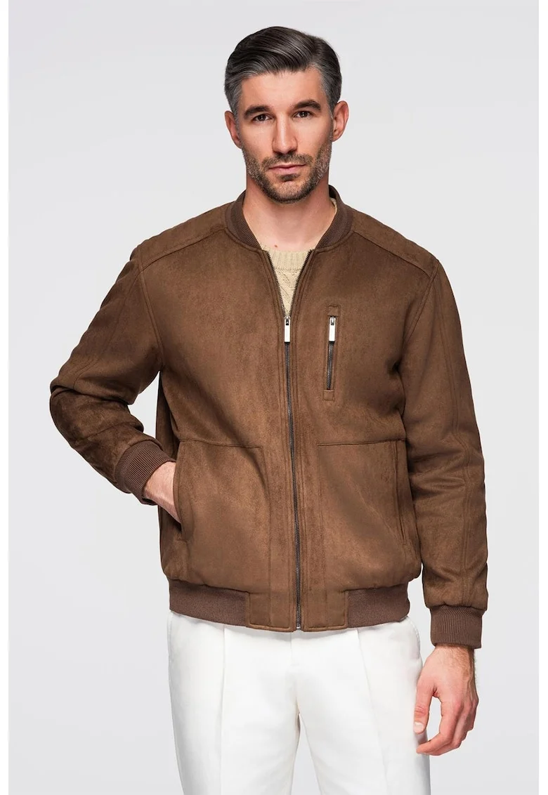 Jacheta regular fit cu buzunare, Caramel