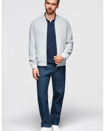 Jacheta regular fit cu model uni, Gri deschis
