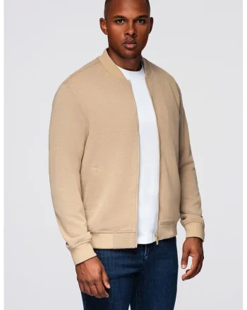 Jacheta regular fit cu model uni, Bej