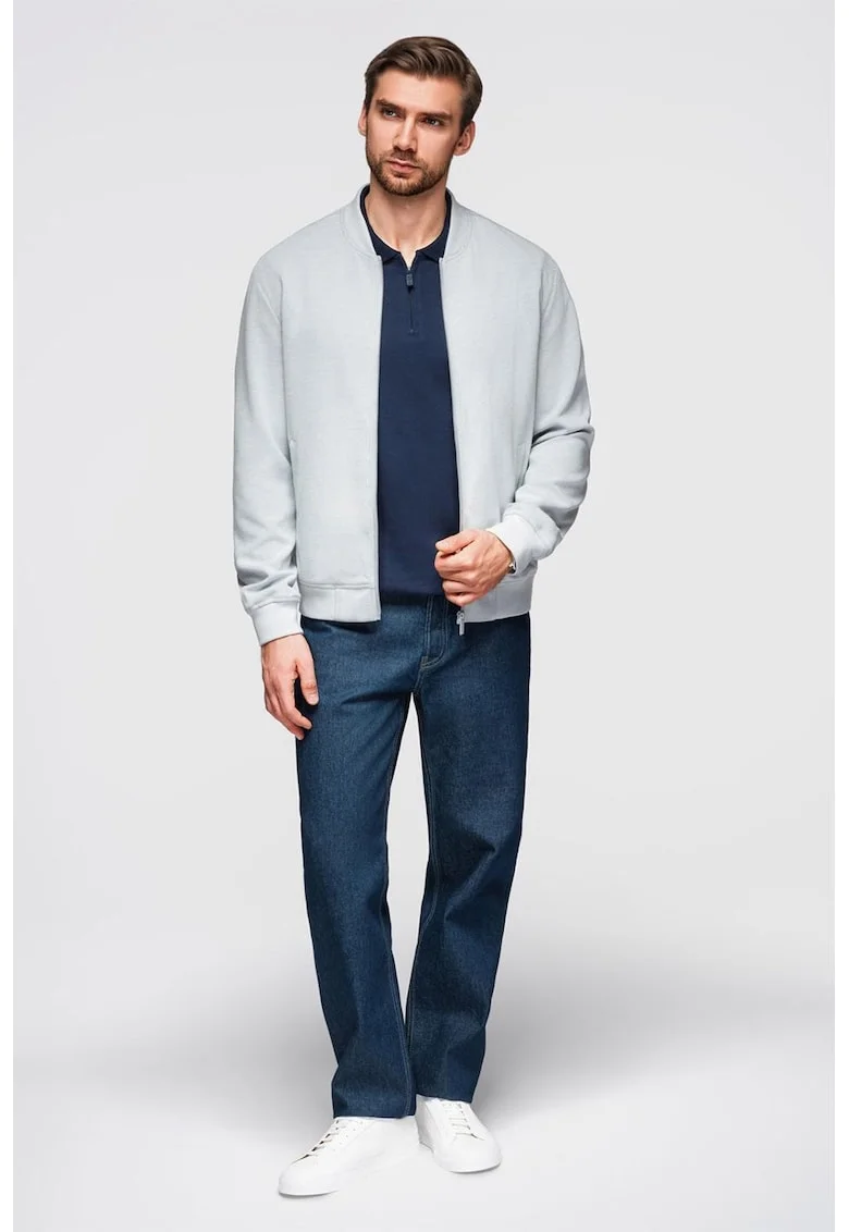 Jacheta regular fit cu model uni, Gri deschis