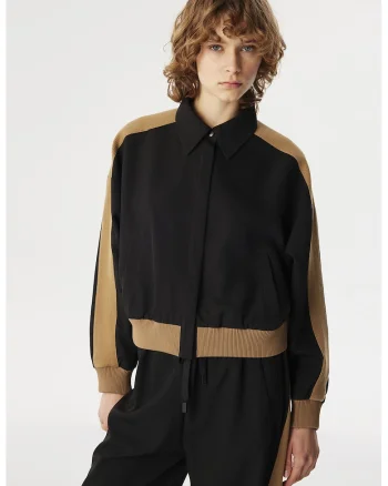 Jacheta cu model colorblock, Negru/Maro camel
