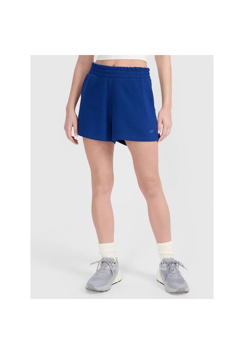 Pantaloni scurti de trening dama,  bleumarin, bumbac, 2 buzunare