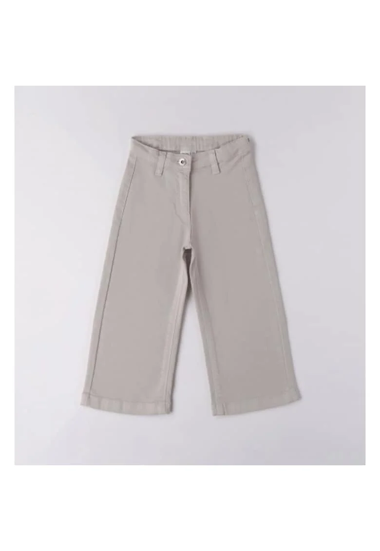 Pantaloni iDO pentru fete din twill de bumbac elastic – talie reglabila si croiala confortabila, Gri,