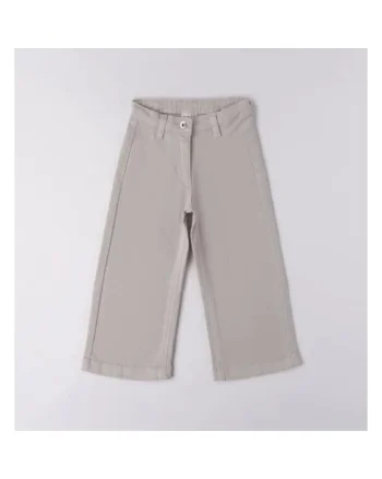 Pantaloni iDO pentru fete din twill de bumbac elastic – talie reglabila si croiala confortabila, Gri,